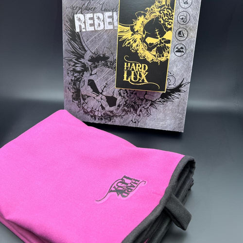Black microfiber towel with integrated magnetic strip, 50*90, no bag included