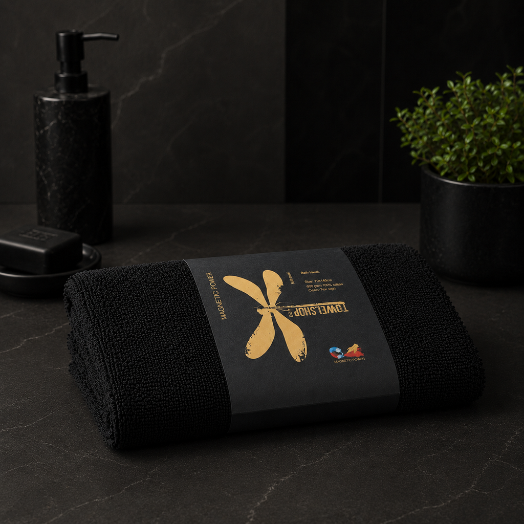 Premium Thick bath towels with a built-in magnet.